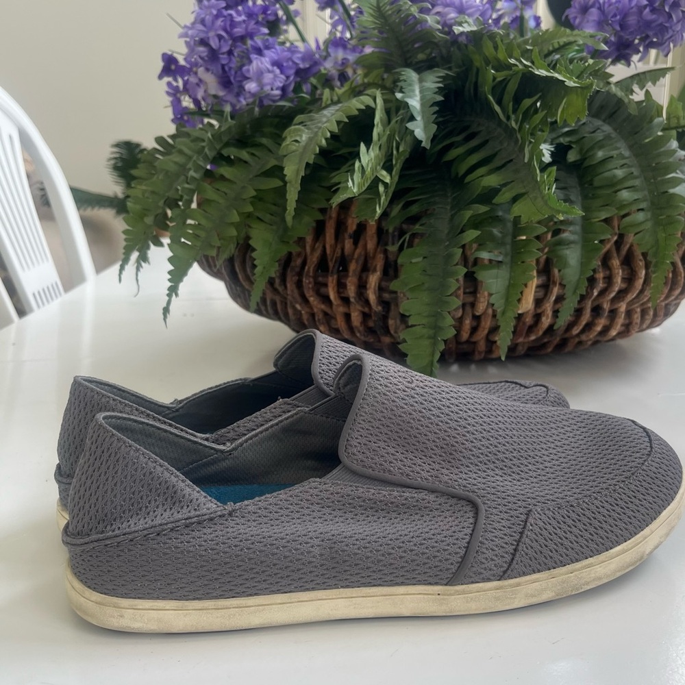 Olukai Wehi Nohea Mesh Slip on Shoes Loafer Grey Charcoal Men sz 14 10426–2626 - Picture 1 of 16